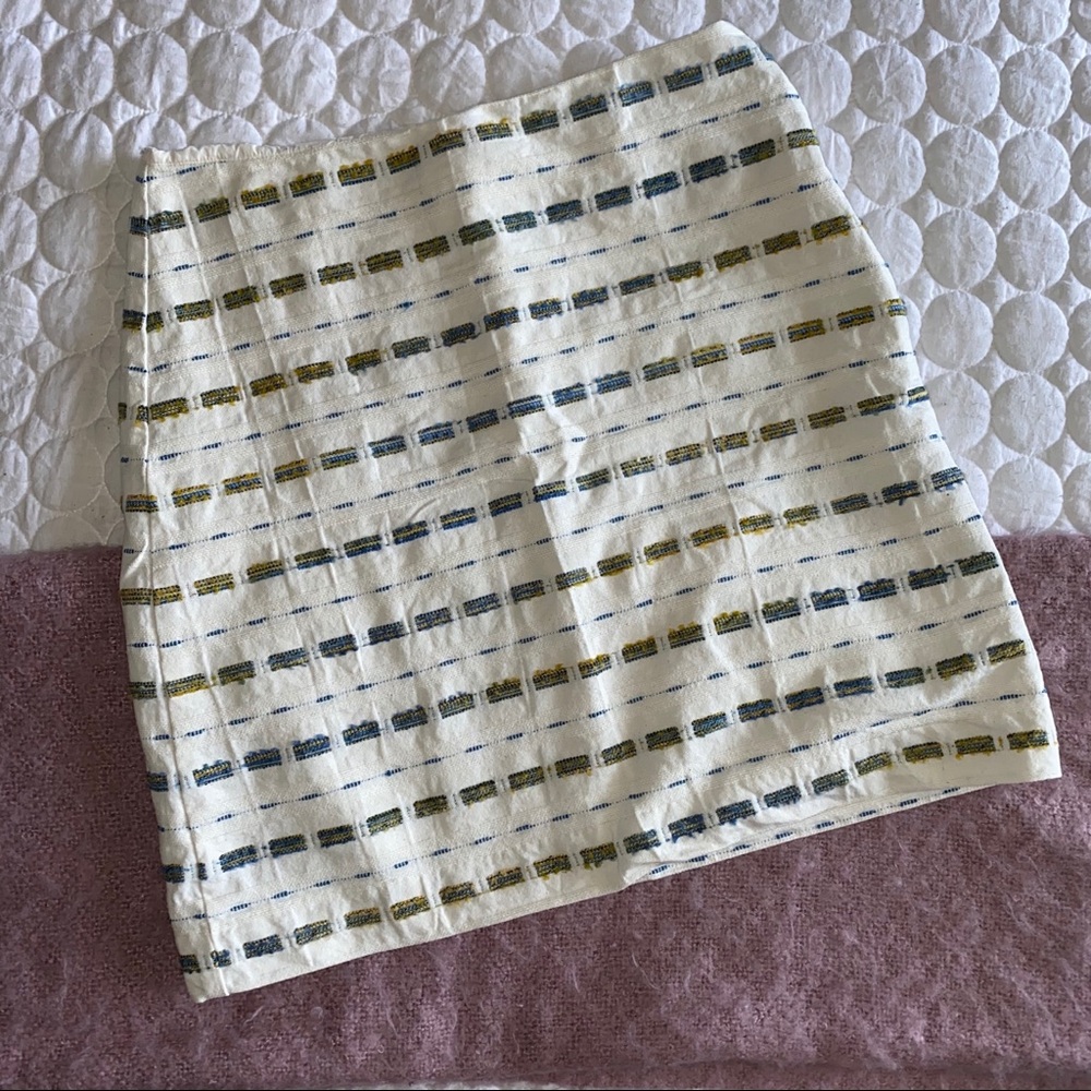 Loft skirt - white with blue and green striped (2)